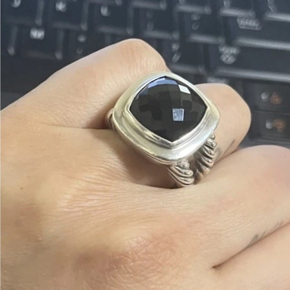 David Yurman Silver and Black ONYX Ring size 7.5